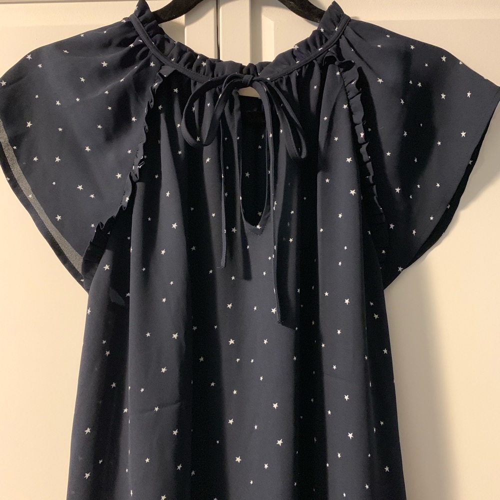 Loft Navy Blue Star Pattern Blouse